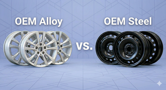 3 OEM alloy wheels and 3 OEM steel wheels