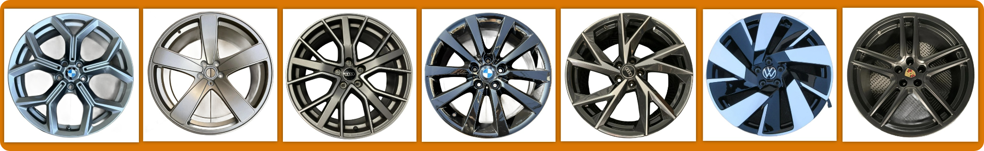 7 factory OEM alloy car rims for Europen brands BMW, Audi, VW, Porsche